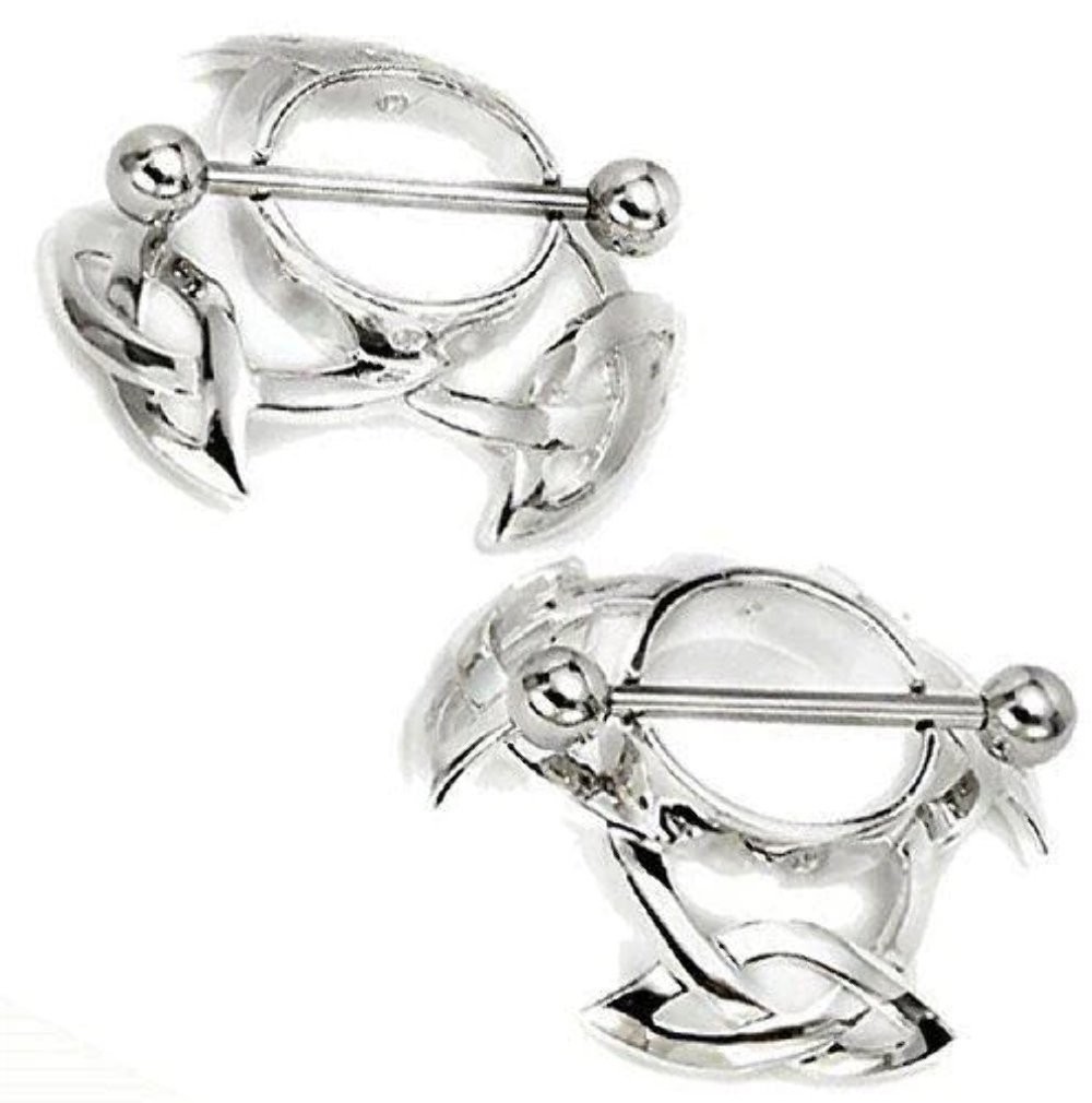 Nipple Shield Rings barbell sold as a pair 14 gauge Celtic Knot