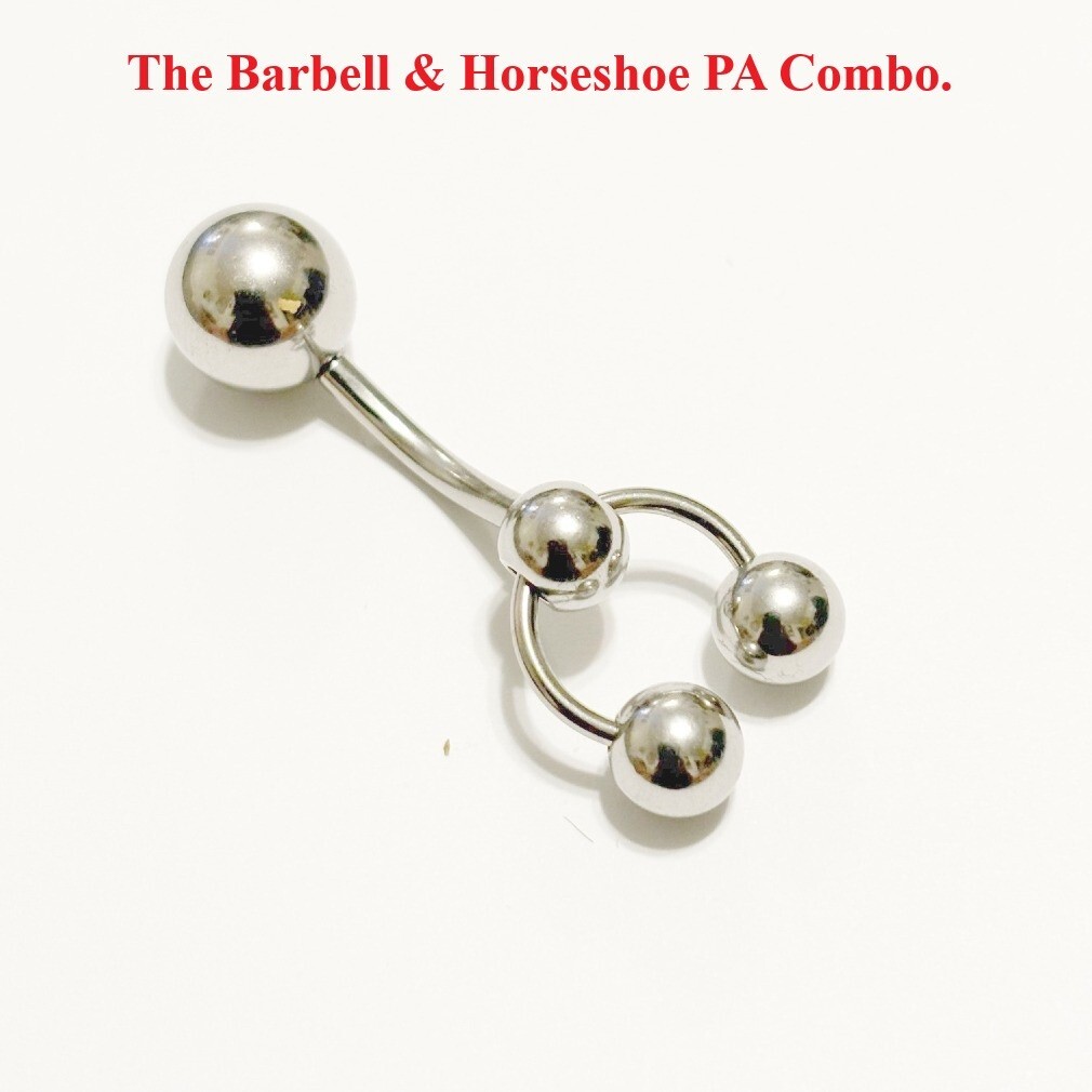 PRINCE ALBERT DOOR KNOCKER 10g Surgical Steel Horseshoe & Barbell Combo.