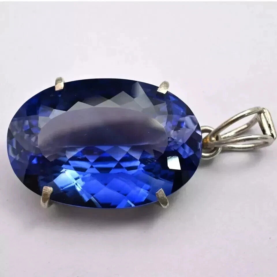 Natural Ceylon Blue Sapphire 40 Ct Oval Cut AGL Certified Rare Gemstone Pendant