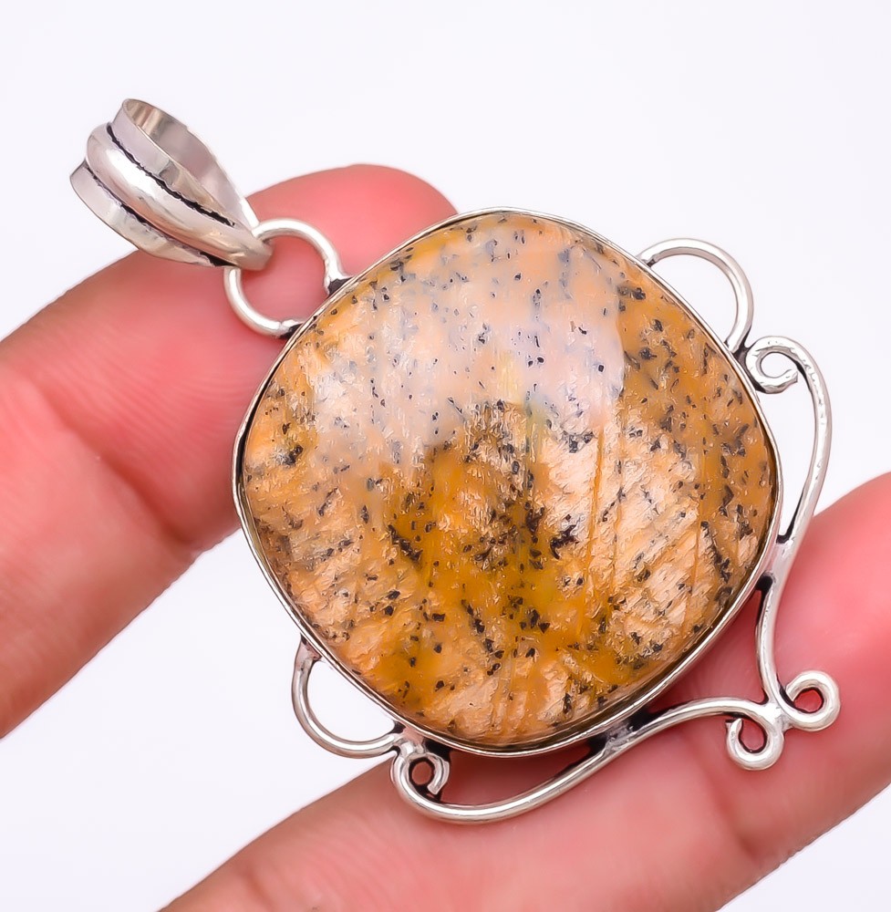 Natural Picture Jasper 925 Silver Plated Jewelry Pendant Jewelry 2.2″ T2735