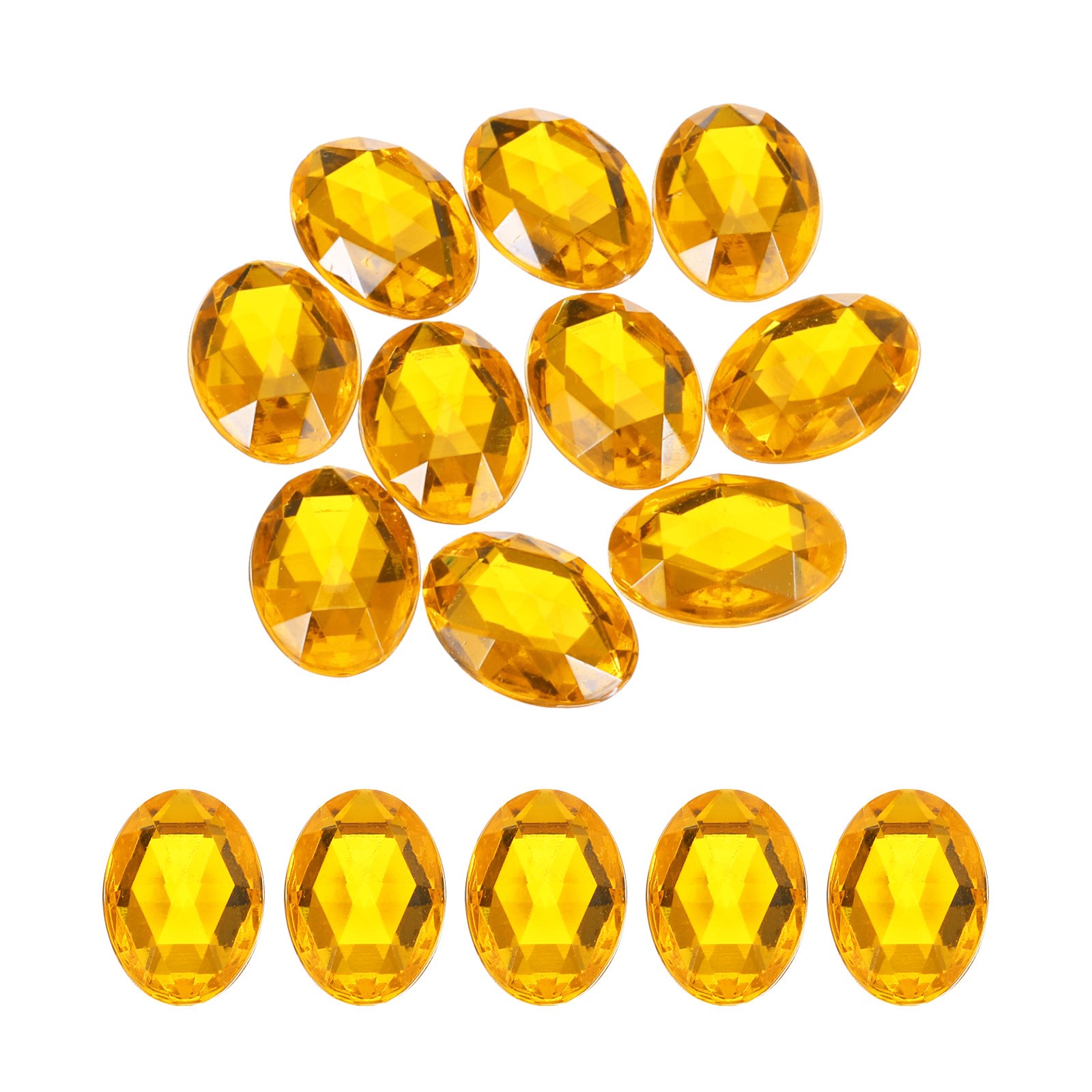 10Pcs Acrylic Oval Gems 30×40 mm Flat Back Rhinestones DIY Gold