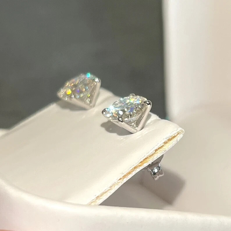 GH SI Natural Diamond 2 TCW Stud Unisex Earrings 14k White Gold DGLA Certified