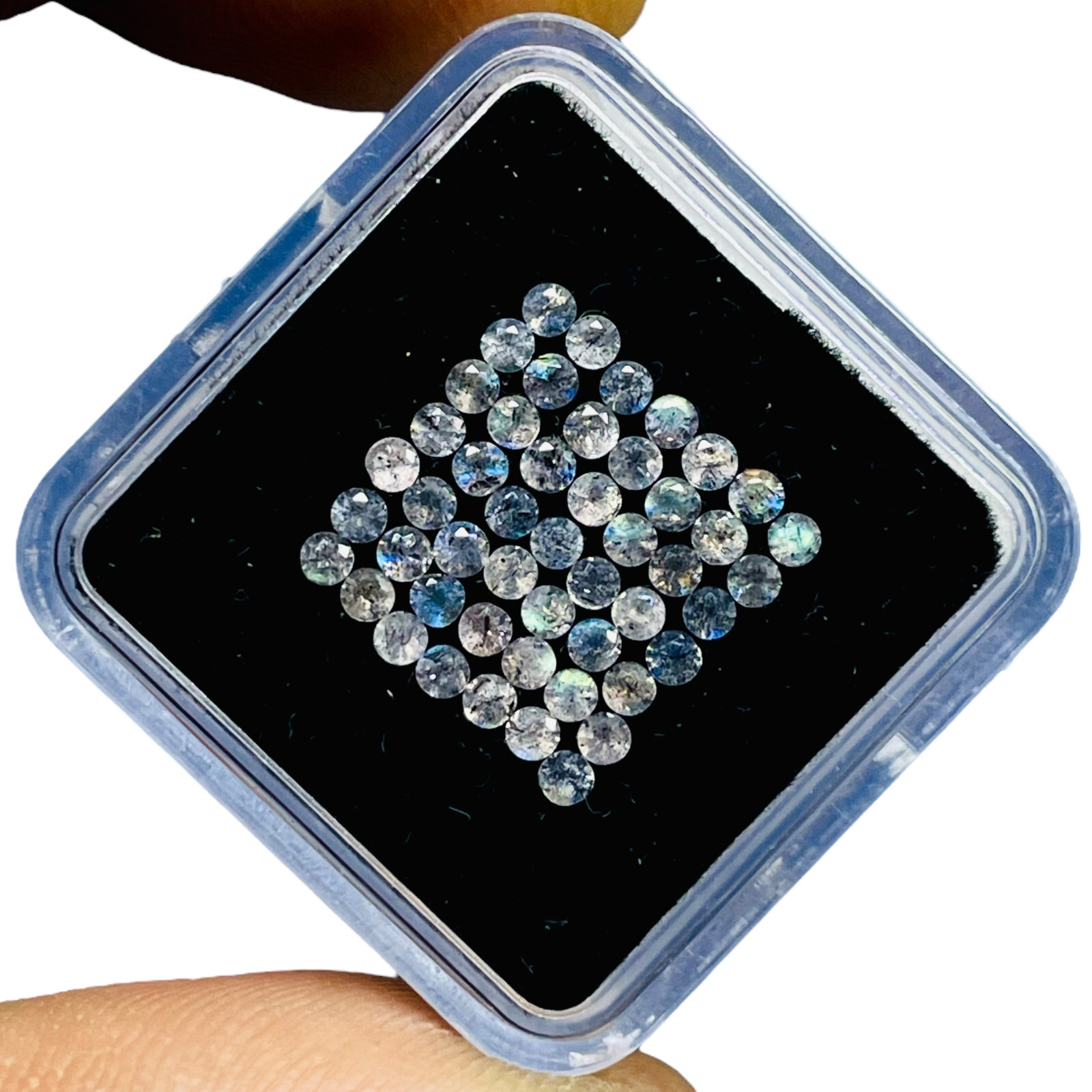 50 Pcs Natural Labradorite 2mm Round Diamond Cut Calibrated Loose Gemstones Lot