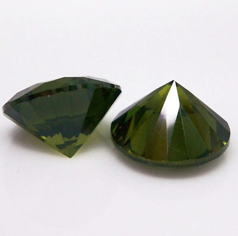 Cubic Zirconia Olive Green Round Faceted AAA Rated CZ Loose Stones (1mm – 15mm)
