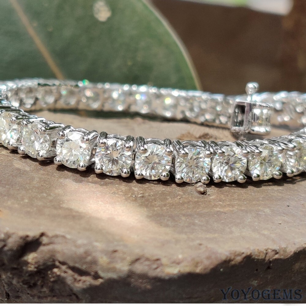 7′ Inch Long Tennis Wedding Bracelet 7.00 Carat Round Cut Solid 14K White Gold