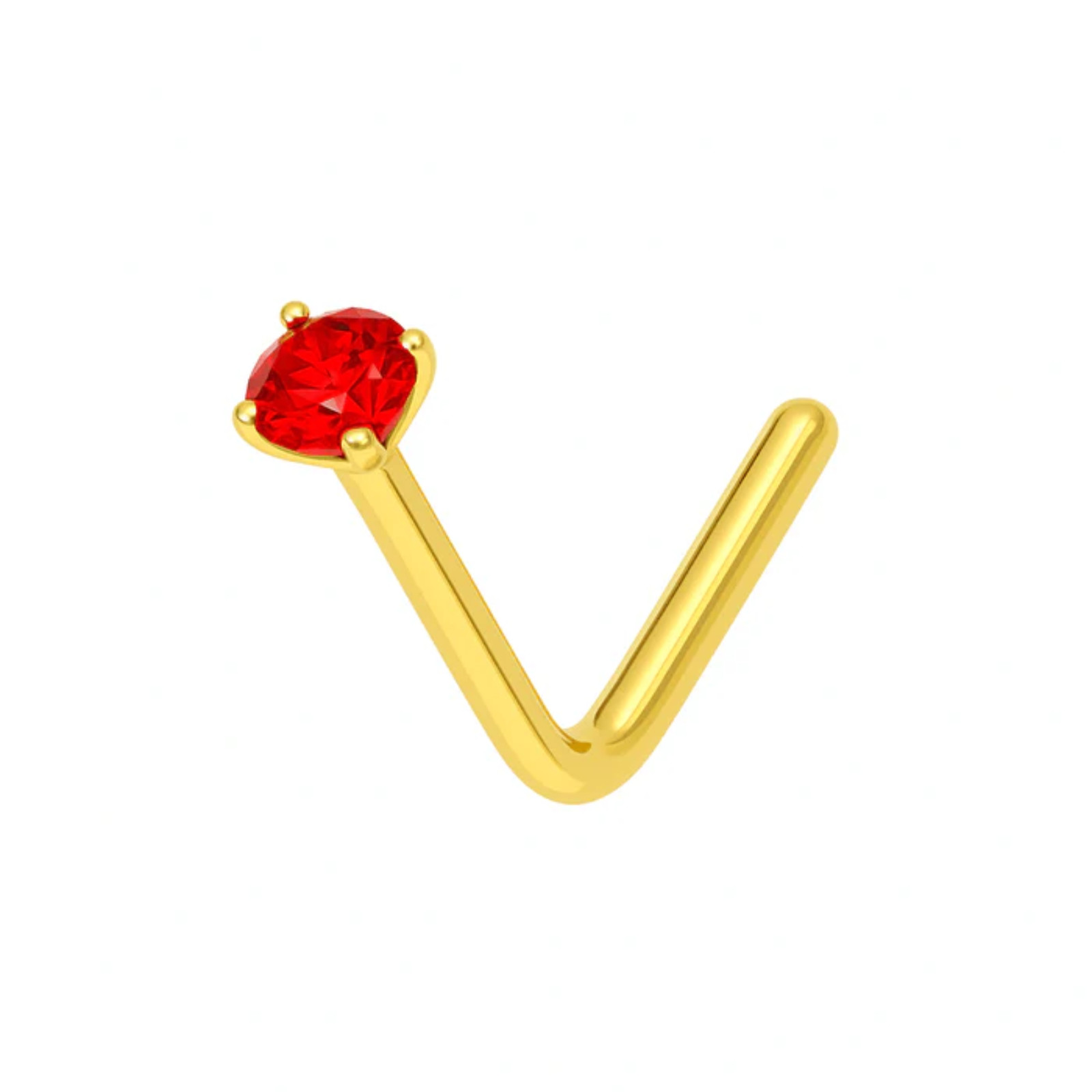 9K Solid Gold L-Bend Crystal CZ Nose Stud Pin Women’s Piercing Jewellery