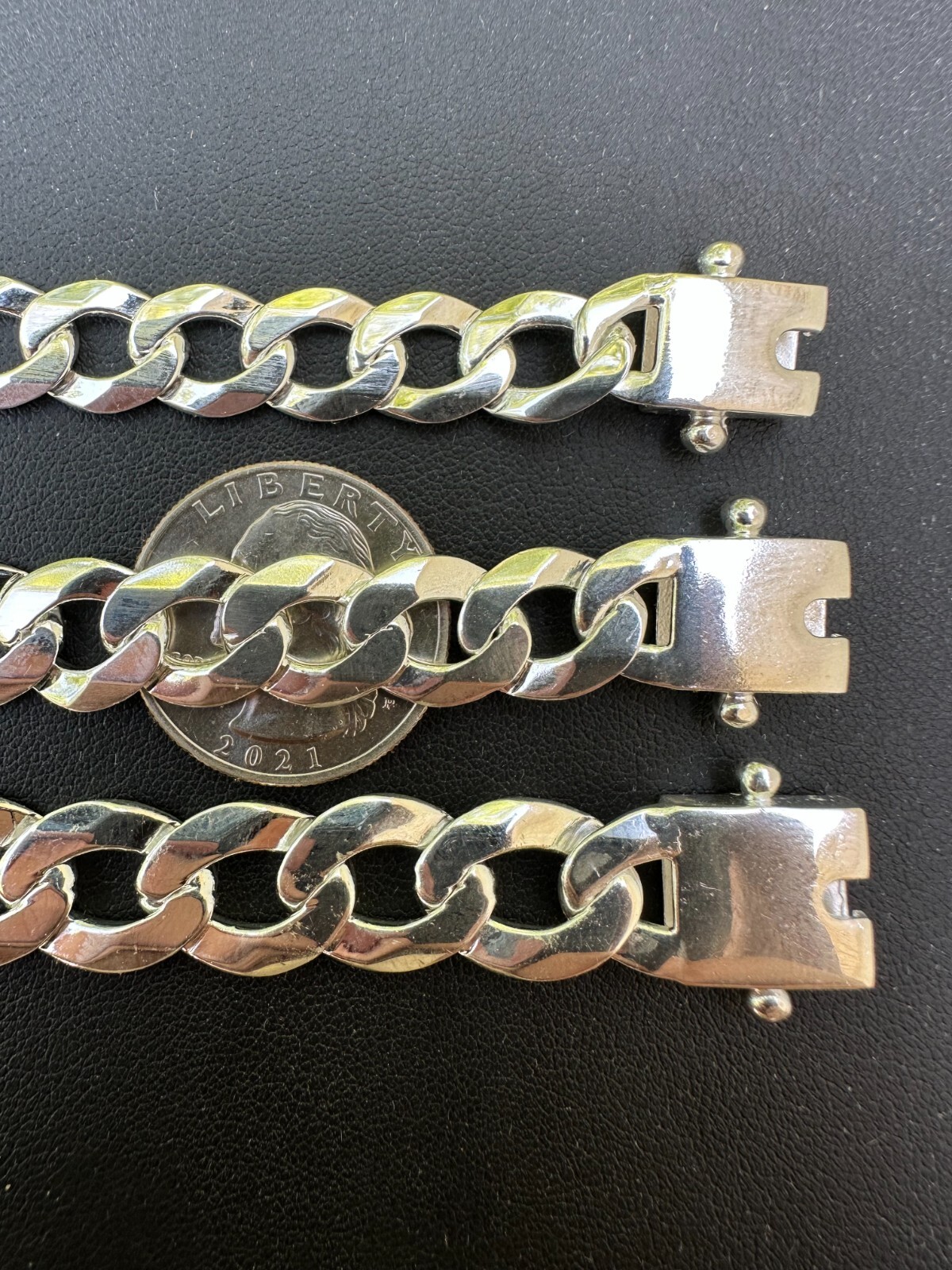 Flat Curb Cuban Link Chain Bracelet Real 925 Sterling Silver Sleek Box Clasp
