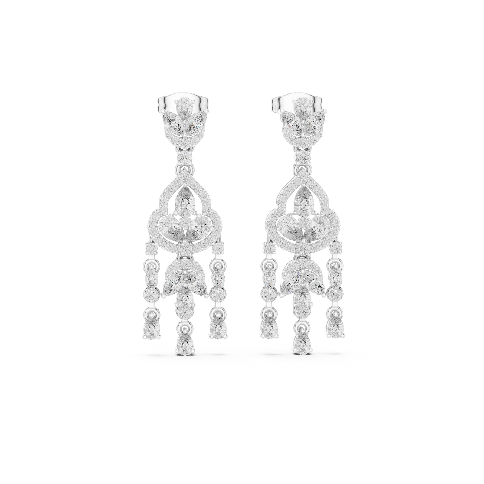 Natural Certified VVS1 Diamond Women Proposal Dangle Earrings 14k Gold Over