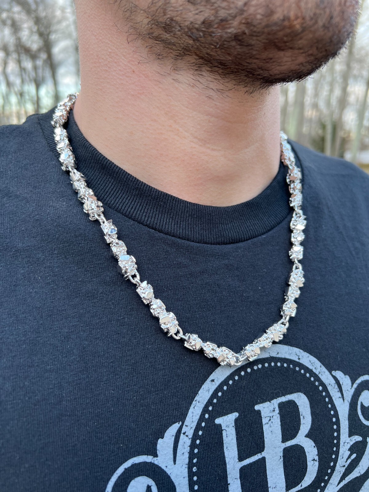 Mens HEAVY Real Solid 925 Sterling Silver Nugget Link Chain Necklace 8mm 18-30″
