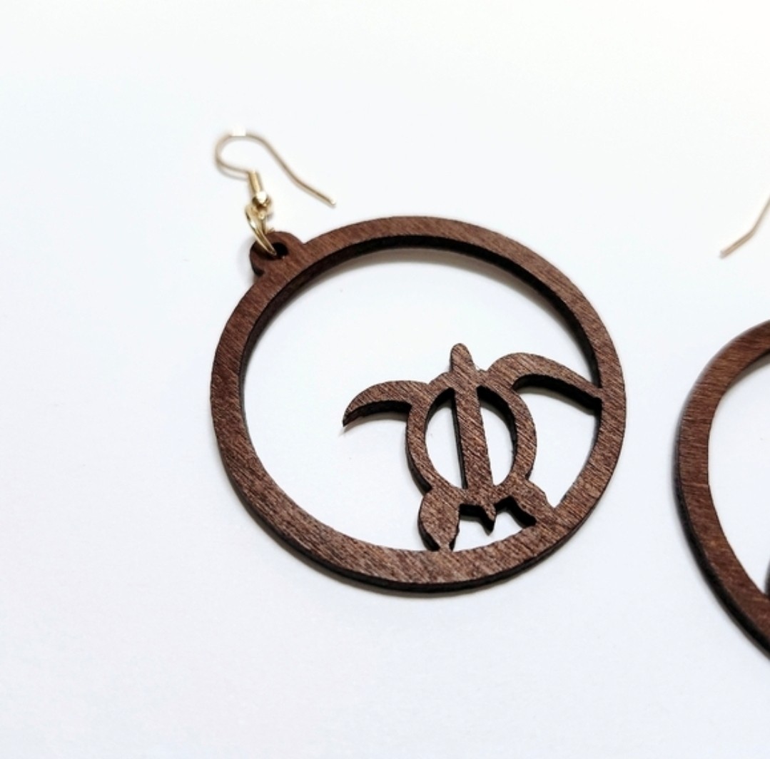 Wooden Turtle Dangle Earrings Boho Coastal Beach Jewelry Lightweight…