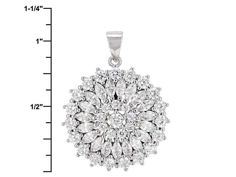 White Cubic Zirconia Rhodium Over Sterling Silver Pendant With Chain 3.59ctw