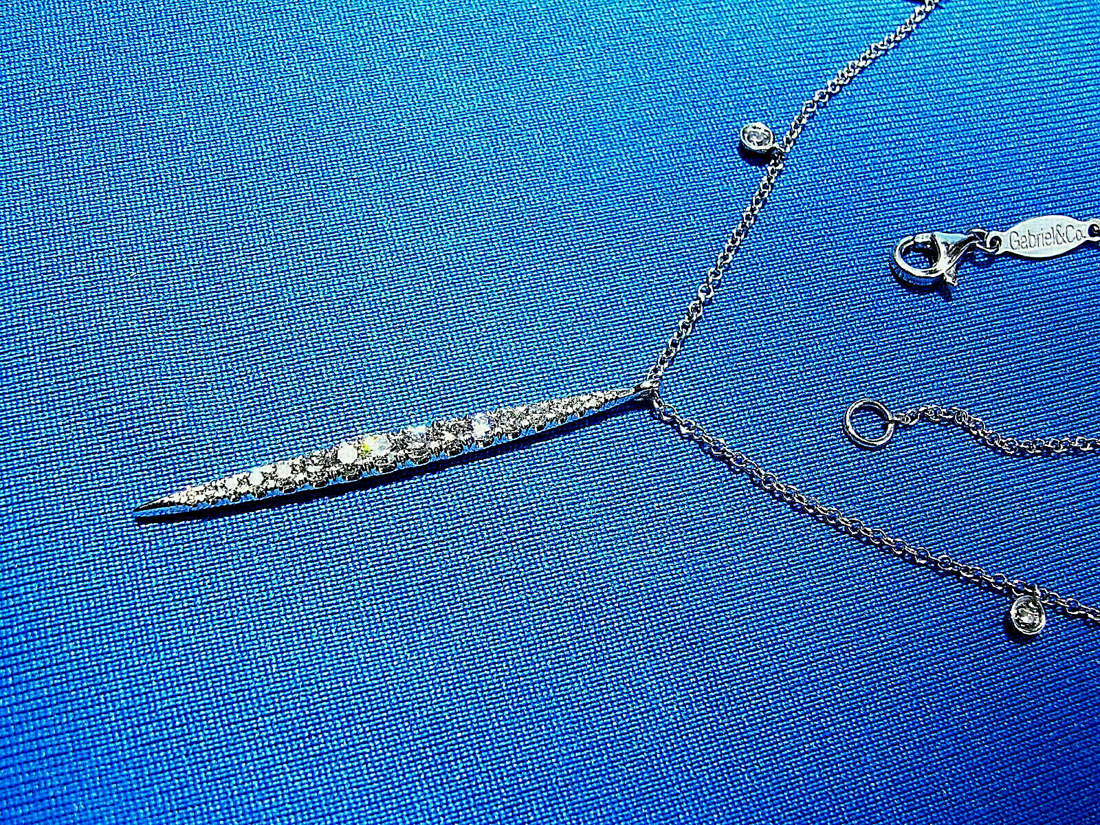 ORIGINAL Gabriel & Co DIAMOND Slice Necklace 18″ Inch Chain Solid 14K WHITE GOLD
