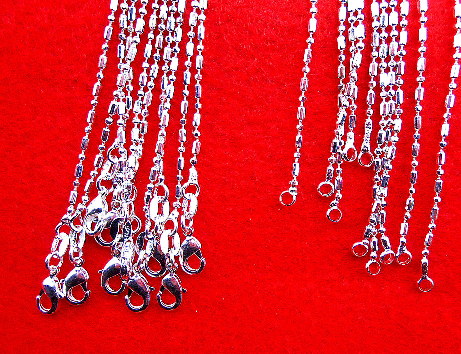 1PCS 16-30Inches Wholesale Jewelry 925 Silver Plated Column Ball Chain Necklace