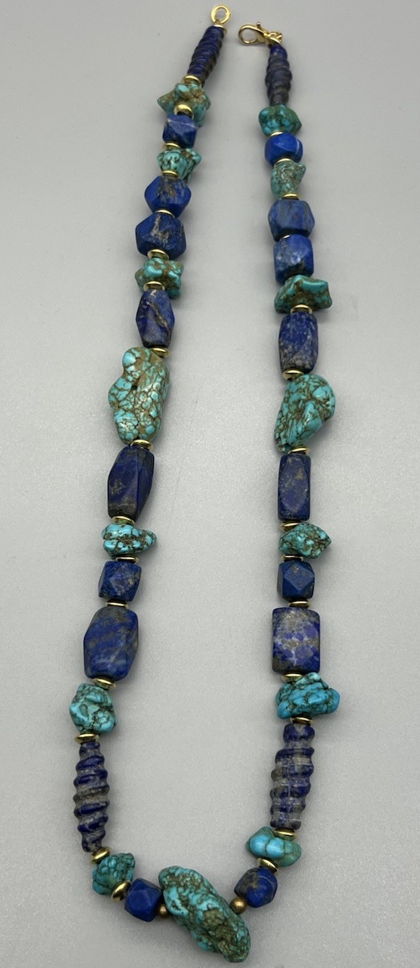Turquoise Lapis Lazuli’s Mix Beads Strings Male Vintage Beads Vintage Jewellery