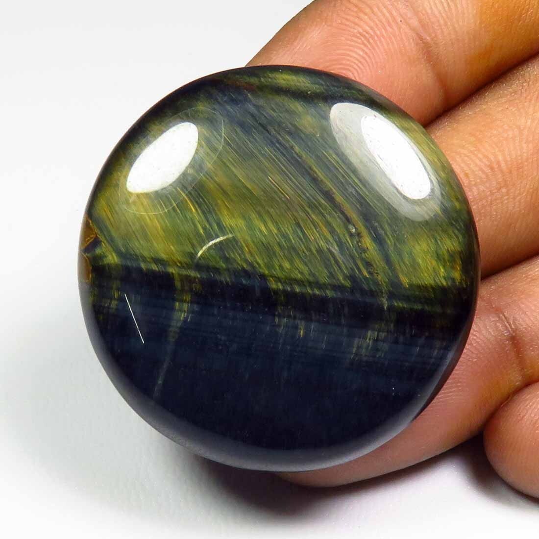 Natural Blue Flashy Tiger Eye Gems 87Cts Smooth Round Tiger Eye Cabs 34mm BI-112