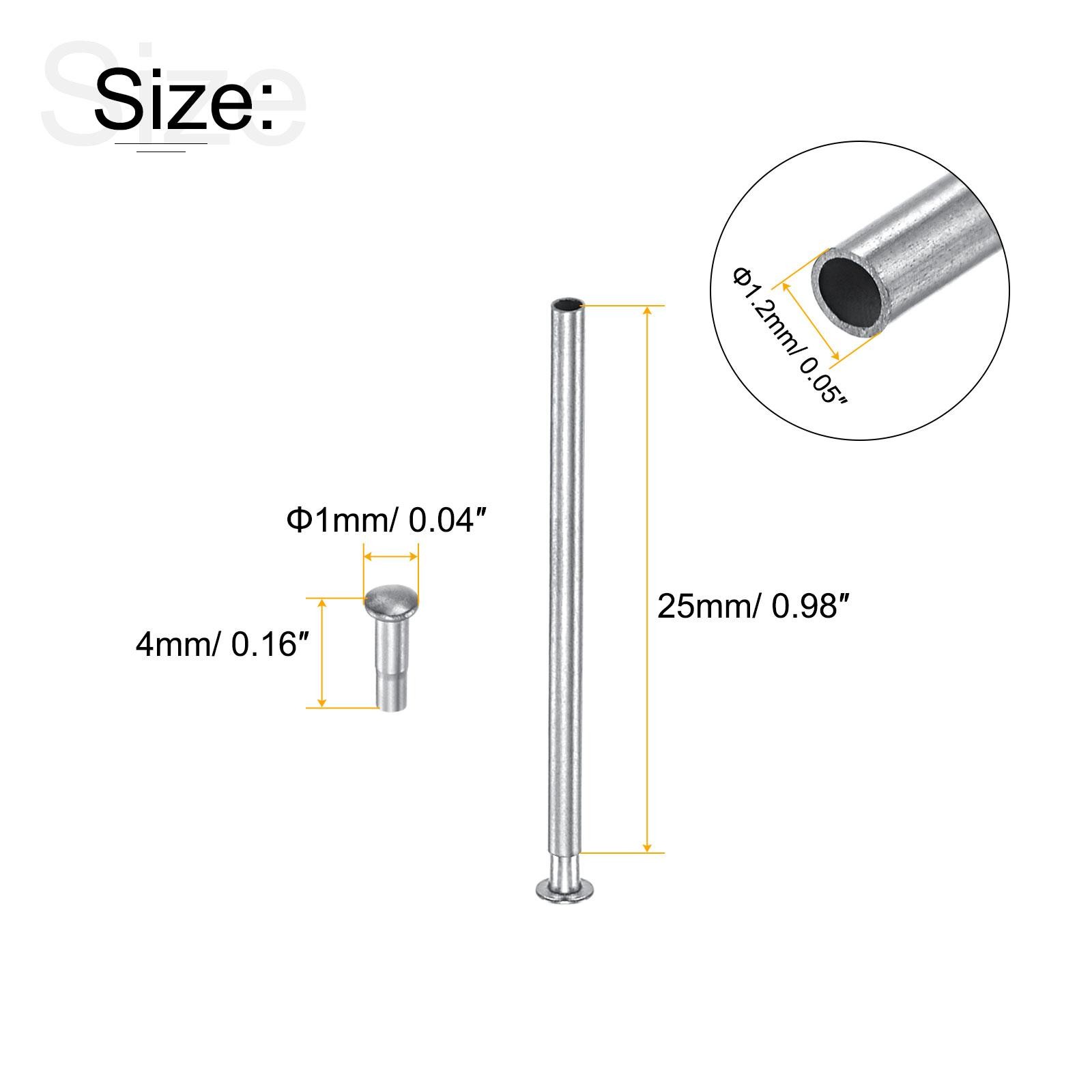 25×1.2mm Tube Friction Pins Watch Strap Pressure Bars Pin with Rivet Ends 10Pack