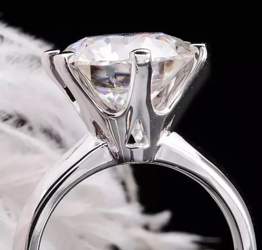 Certified RARE 3.50 ct VS1 Round Cut White Diamond AAA 14K White Gold Ring
