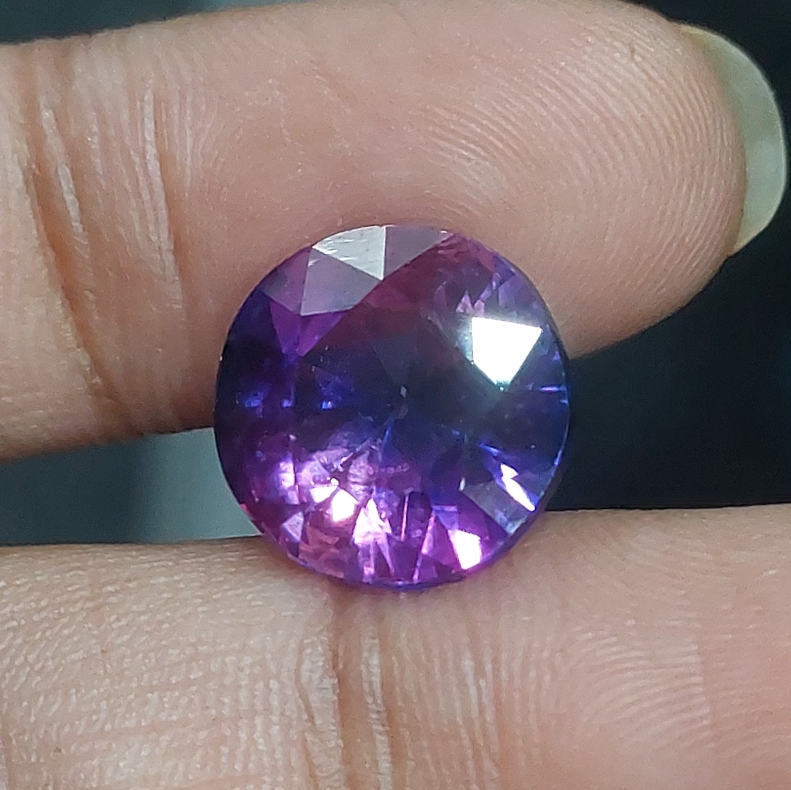 2 Lab Created Purple Blue Sapphire 9.40Ct each Round Cut Loose Gems 11x11mm Pair