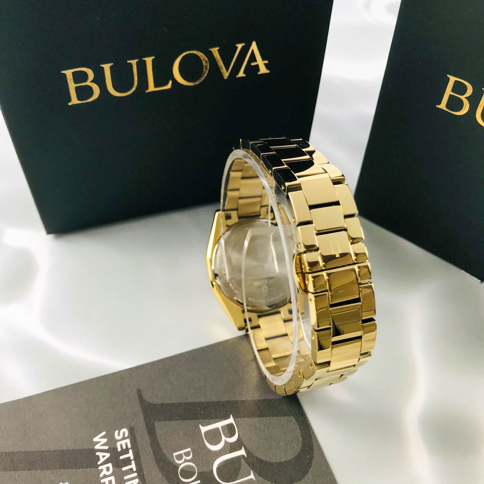 Bulova Women’s Surveyor 97P172 Mother-of-Pearl Diamond Dial Gold-Tone Watch 31mm
