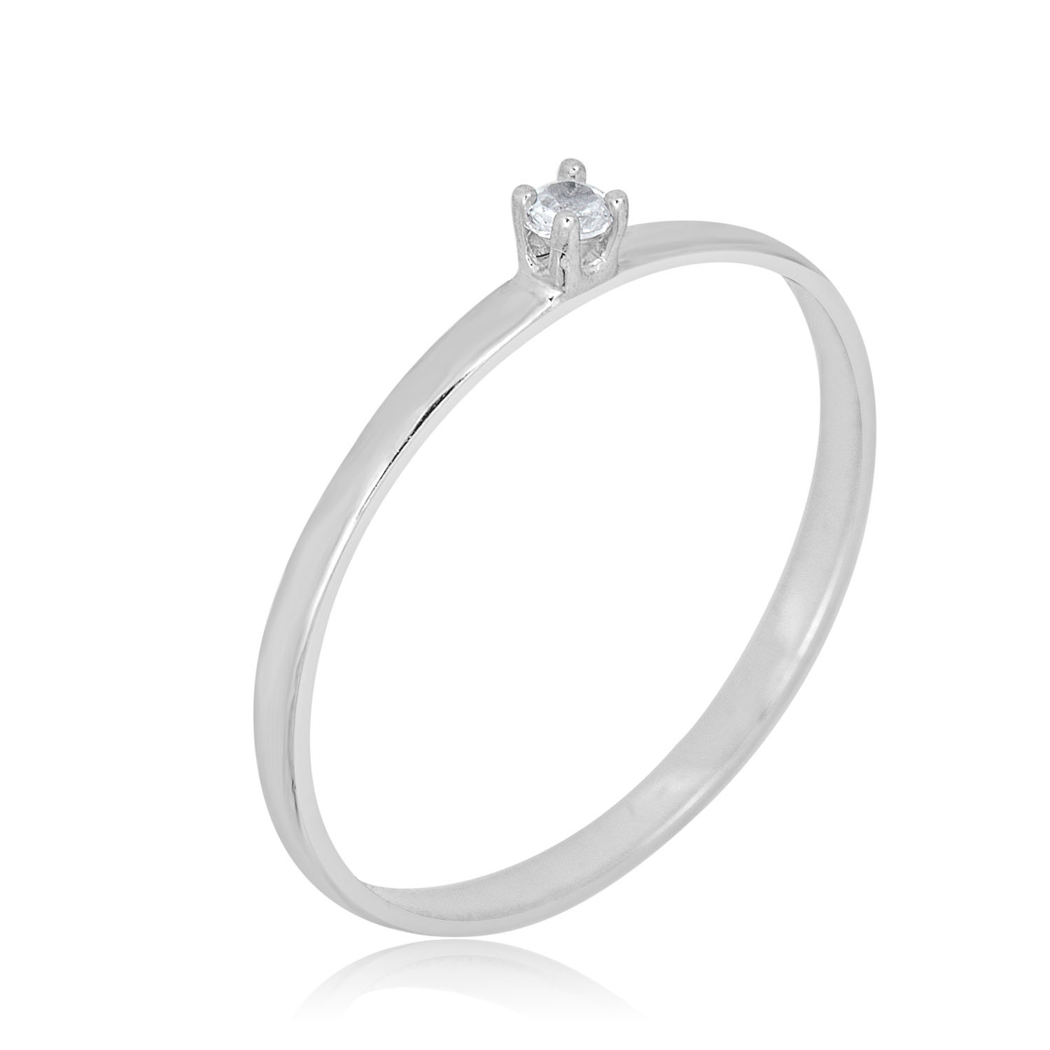 AVORA 14K White Gold 0.015 Carat Diamond Ring, Size 1 – 1