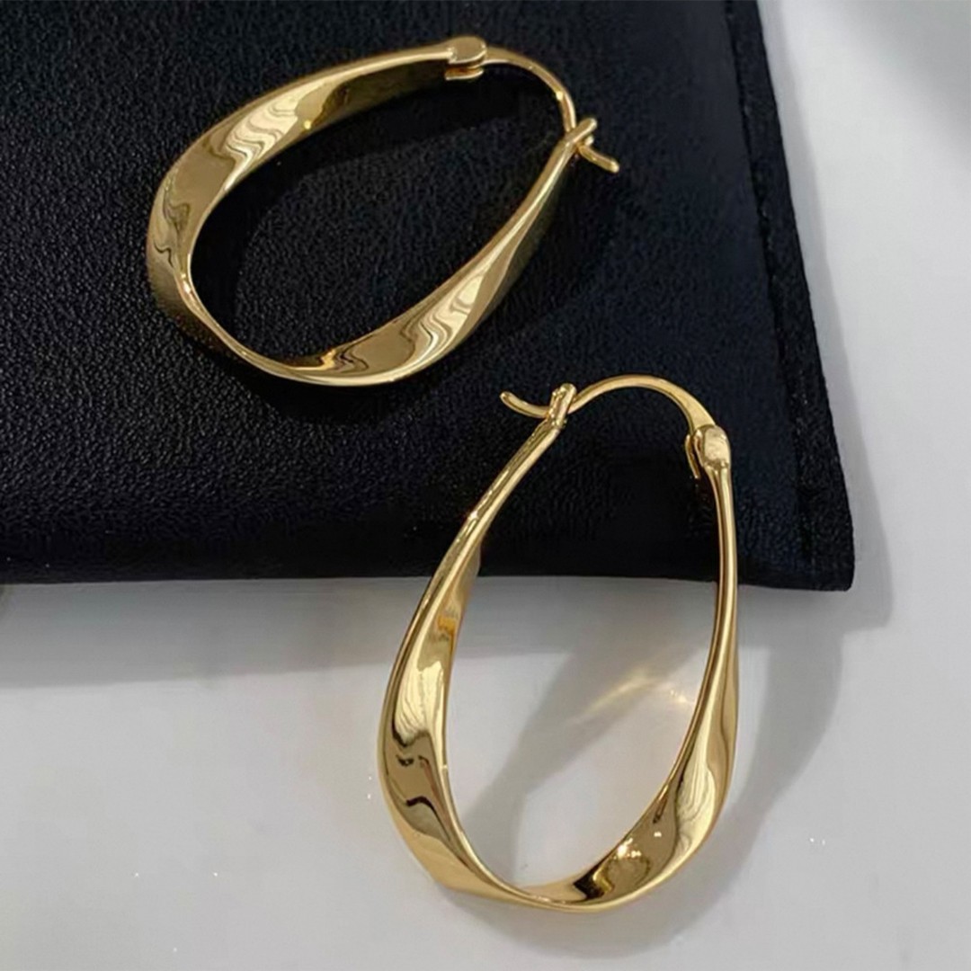 14K 25/30MM Gold Hoop Earrings for Women Large Earring Thick Hoop Twisted Wave