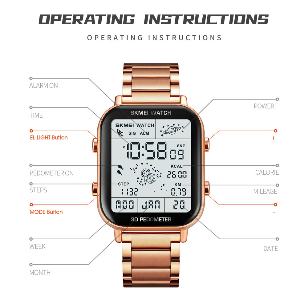 SKMEI Sport Watch Men Astronaut Dial Digital Wristwatch Male Steel LED Watches
