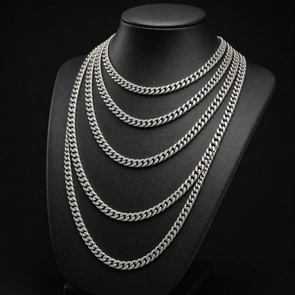 925 Sterling Silver Miami Cuban Link Chain Mens Necklace Bracelet 12.5mm Wide