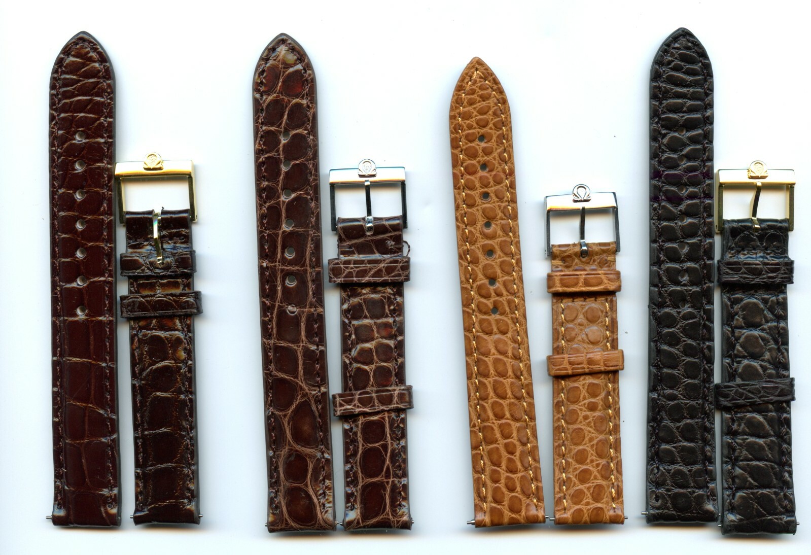 Deep Cognac Alligator Strap & Vintage Omega Buckle Gold or Steel