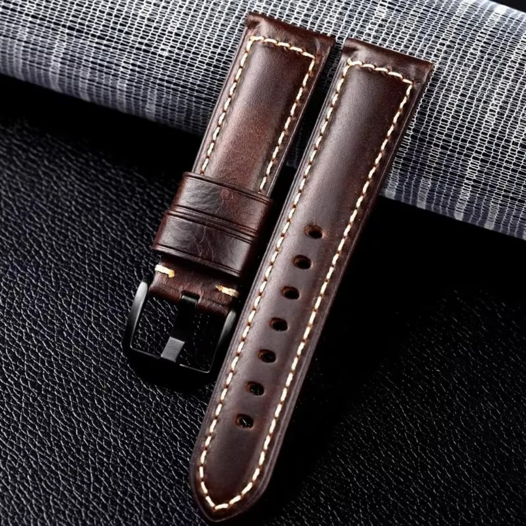 High-grade Italian Vintage Oil-waxed Genuine Leather Watch Band 20/22/24/26mm