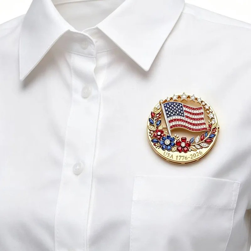 US 250th Anniversary Brooch Pin, Patriotic Bald Eagle Rhinestone Lapel Pin Jewel