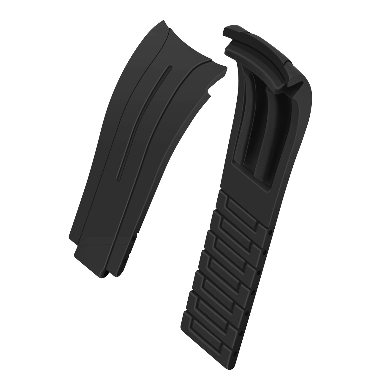 New 18 20 21 22mm Curved End Silicone Watch Bands Soft Rubber Replacement Strap