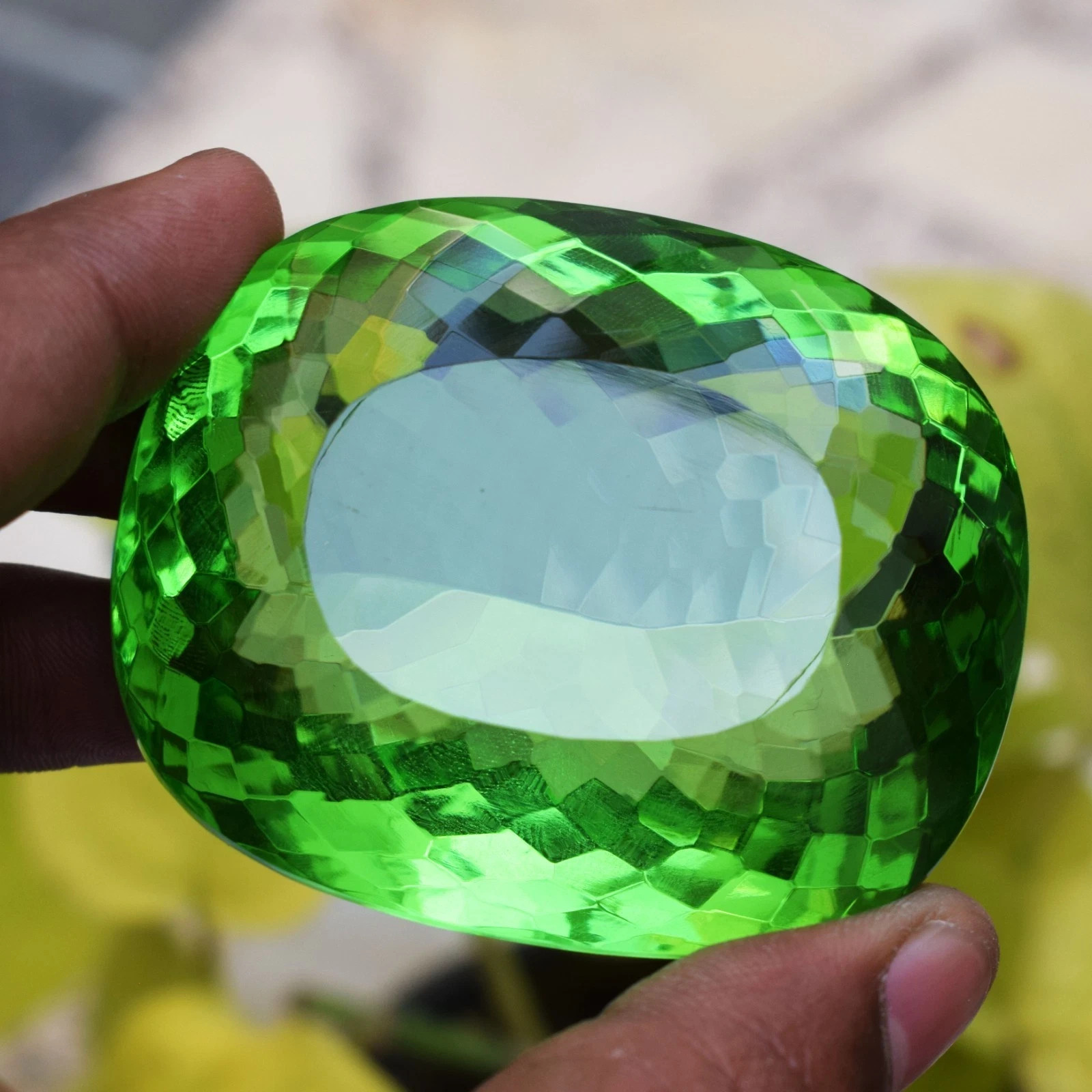 718.50 CT Flawless Green Peridot Cushion Cut Certified Loose Gemstone Rare Size