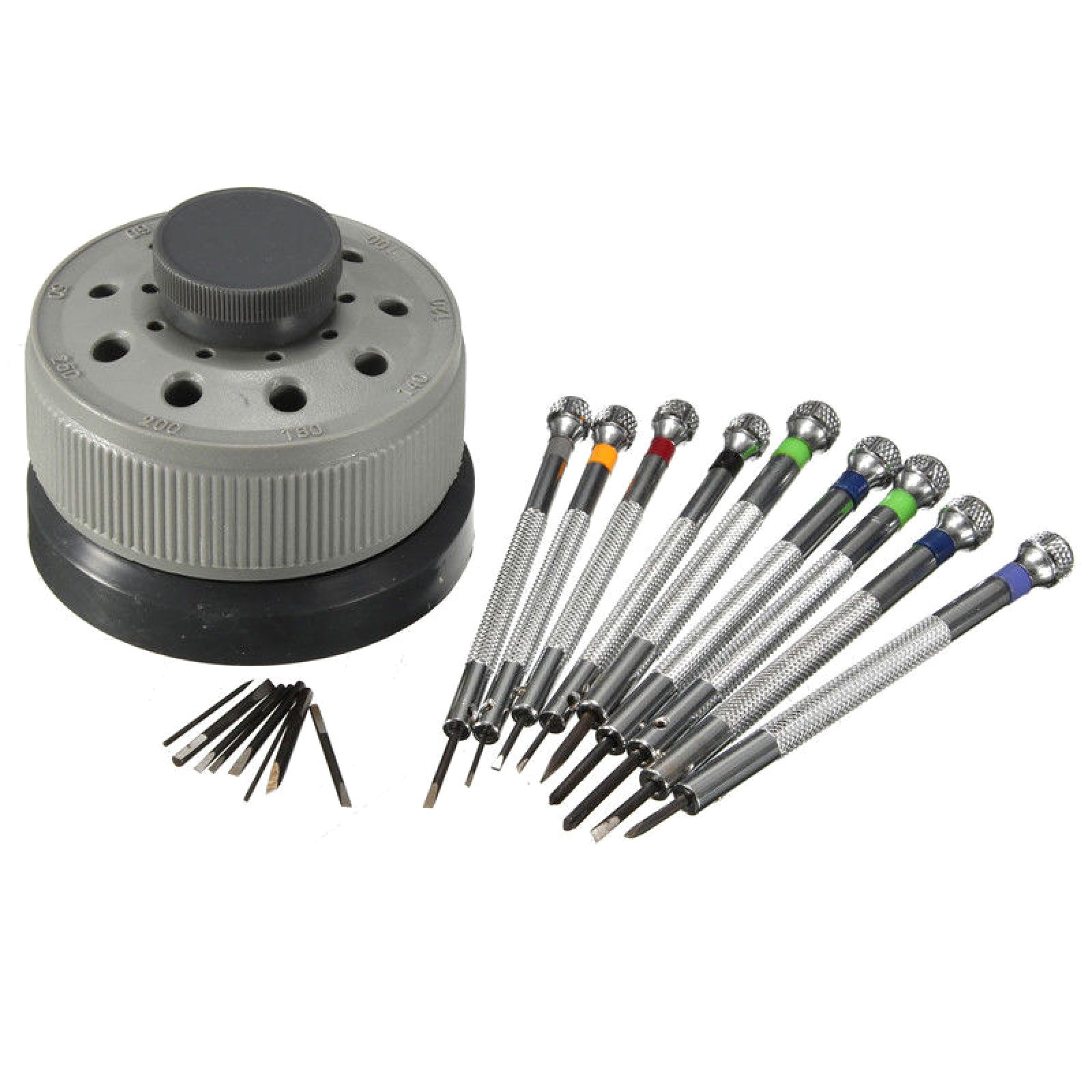 9Pack 0.8-2.0mm Watch Screwdriver Blades Rotating Stand Set Watchmaker Tool F