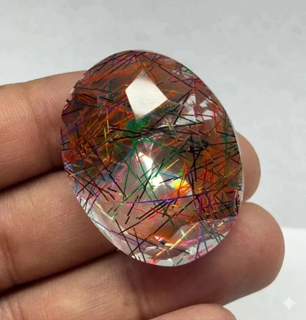 Natural Oval Cut 95.00 Ct Bi-Color/Multicolor Loose Gemstone Rutilated Quartz