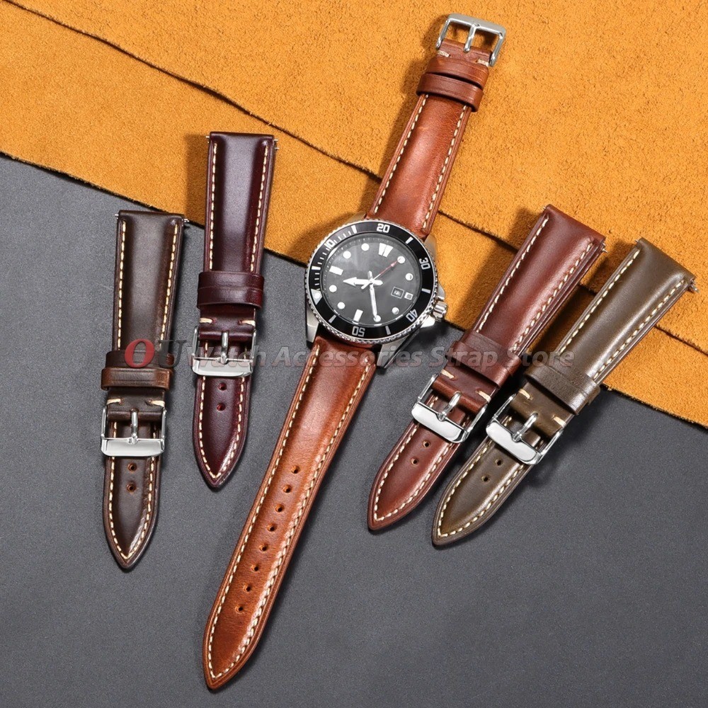 Leather Watch Band 18mm 20mm 22mm Quick Release Replacement Watch Strap