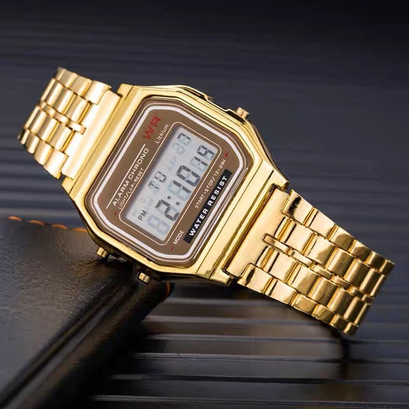 F-91W-1 Men’s 2025 Digital Watch Gold Stainless Steel Classic Alarm Light Water