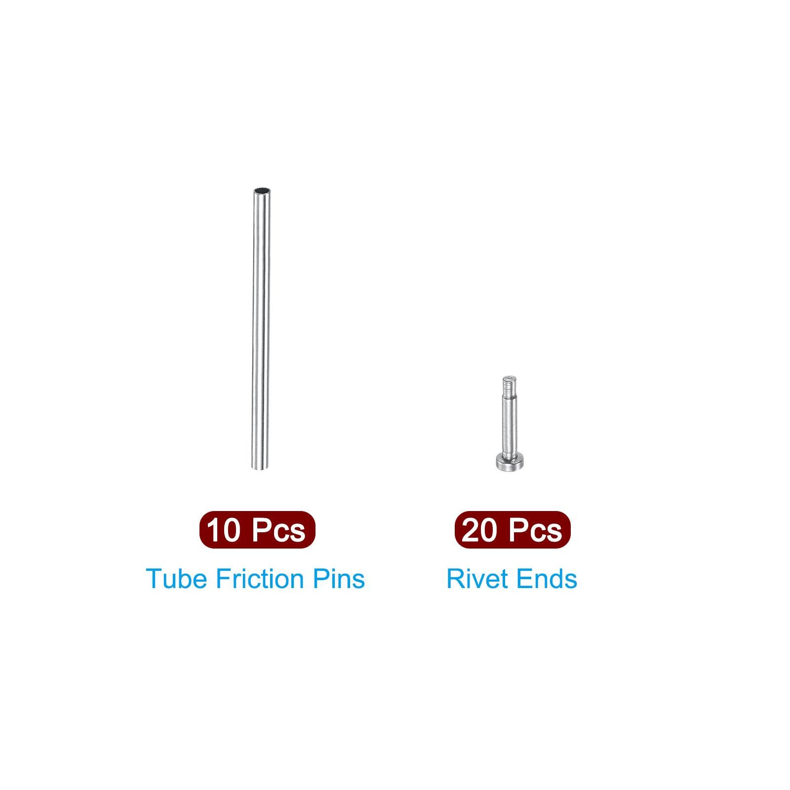 16 x 1mm Tube Friction Pins Watch Strap Pressure Bars Pin with Rivet Ends 10Pcs