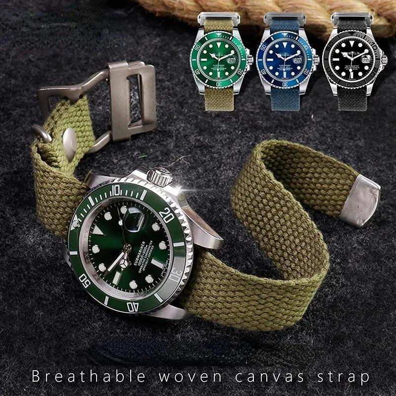 Vintage Premium Canvas Nylon Watch Band Retro Army Pilot Troop Ballistic Strap