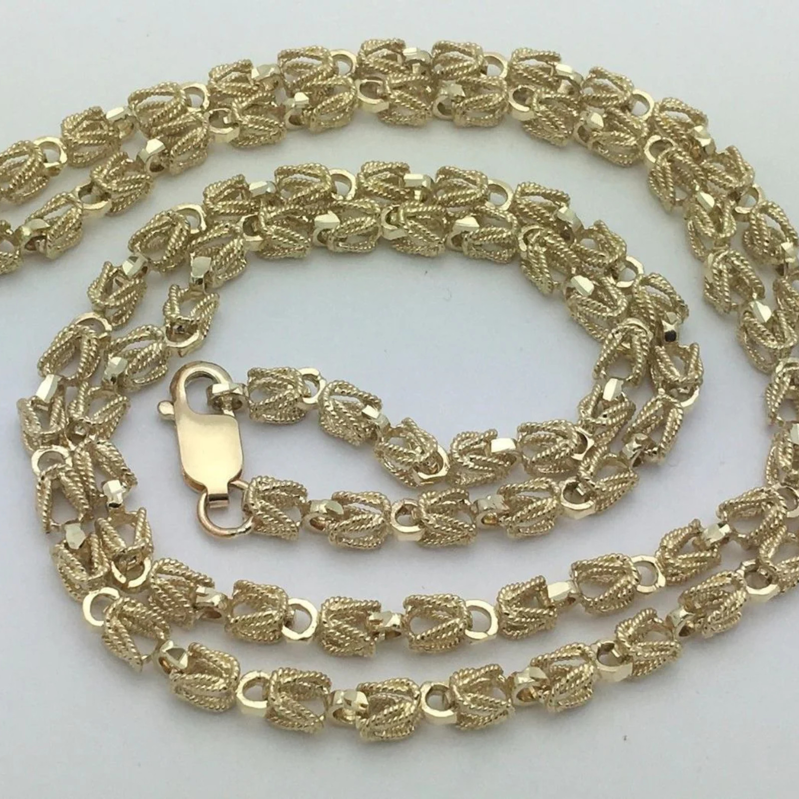 14k Yellow Gold Solid 7mm Turkish Link Chain Necklace 22″ – 26″ Heavy