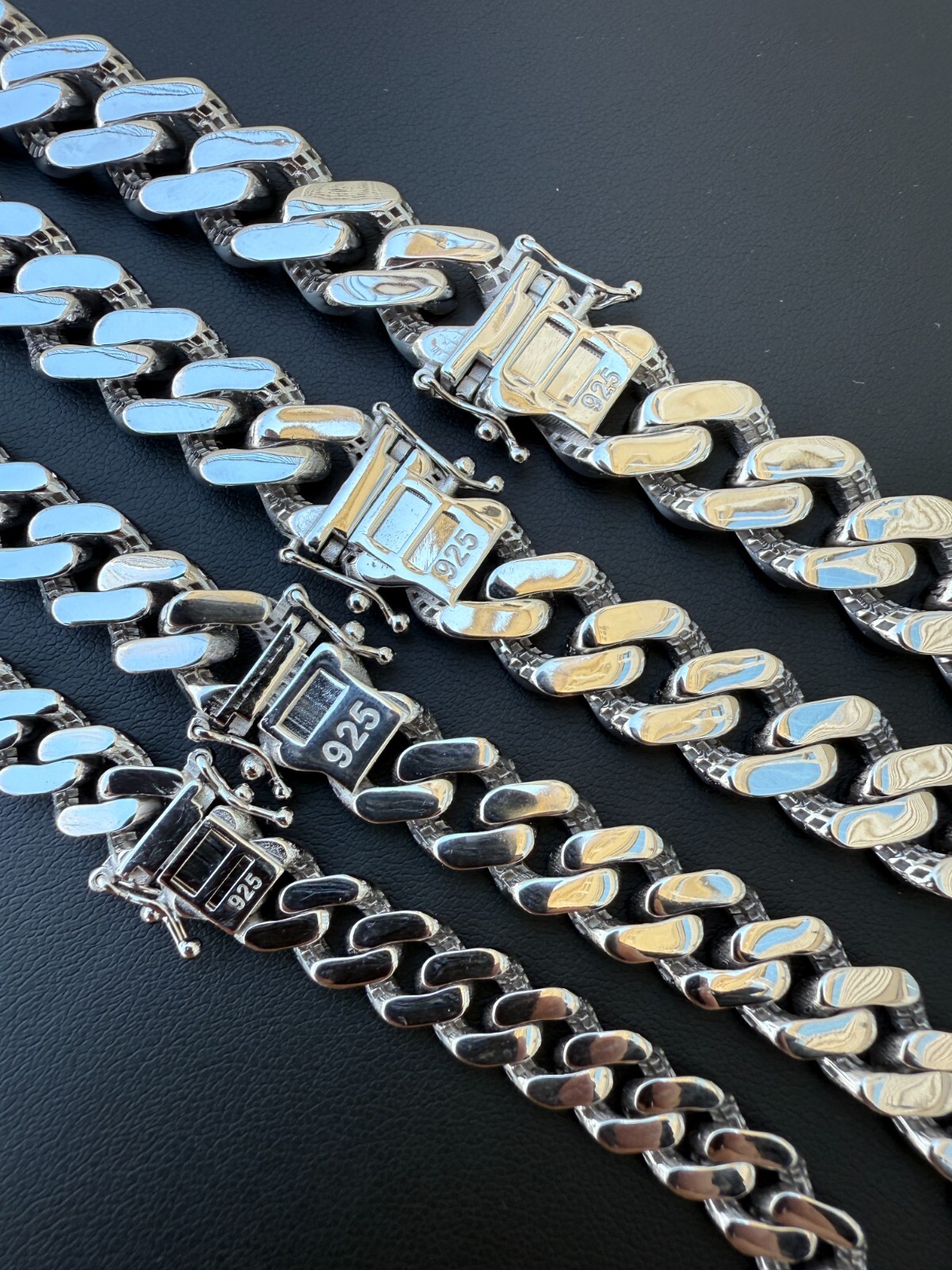Monaco Cuban Link Chain Necklace Hollow Real 925 Sterling Silver 9-15mm Rhodium