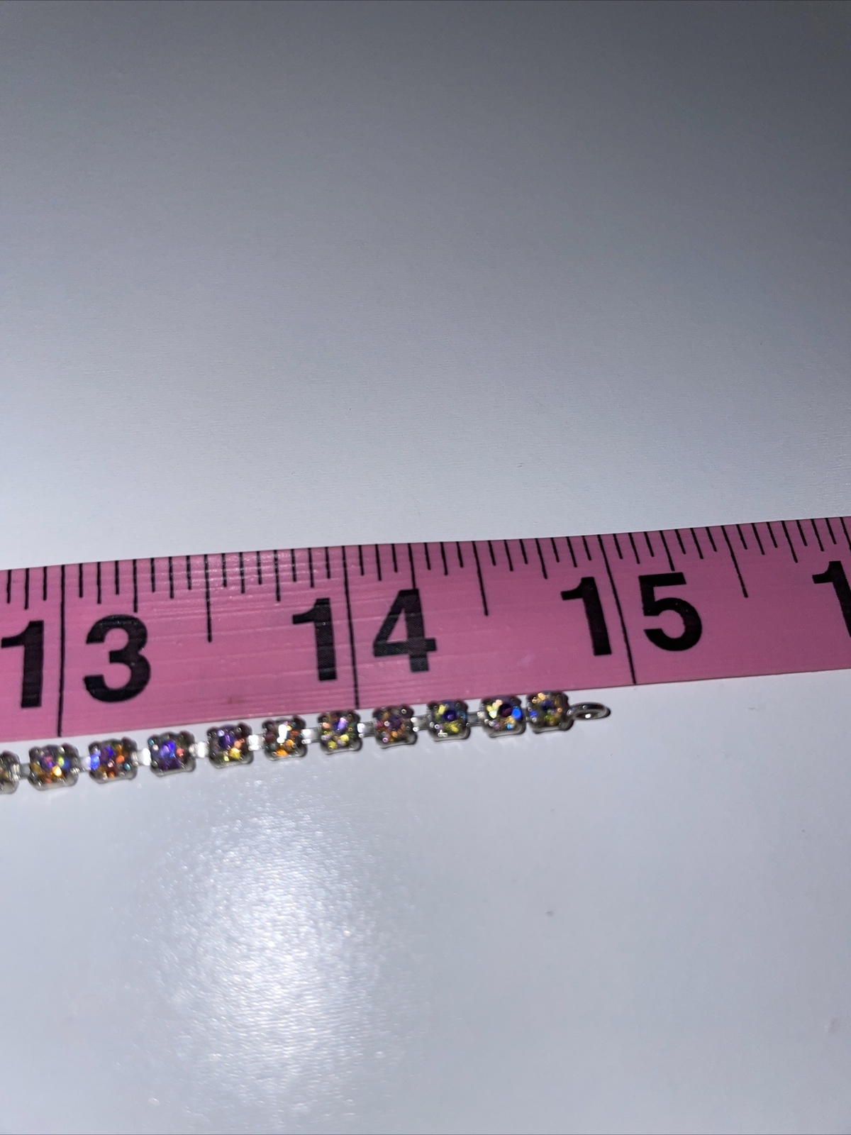 NOS! Vintage Blue Tint Aurora Borealis Rhinestone Necklace Unsigned Foil Back E5