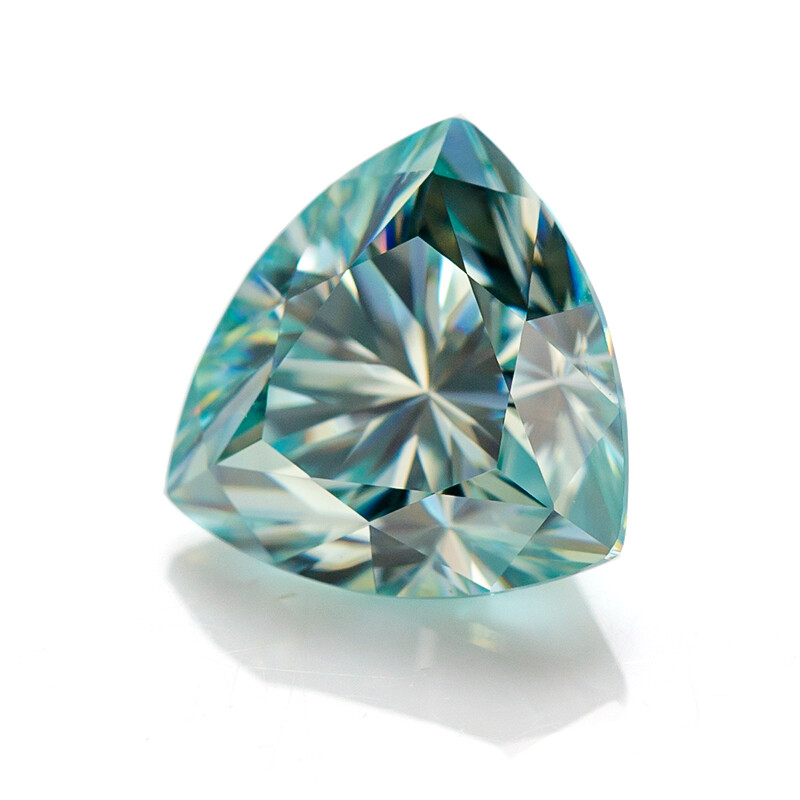 Loose Moissanite Diamond Trillion Brilliant Cut Aqua Blue with GRA Certificate
