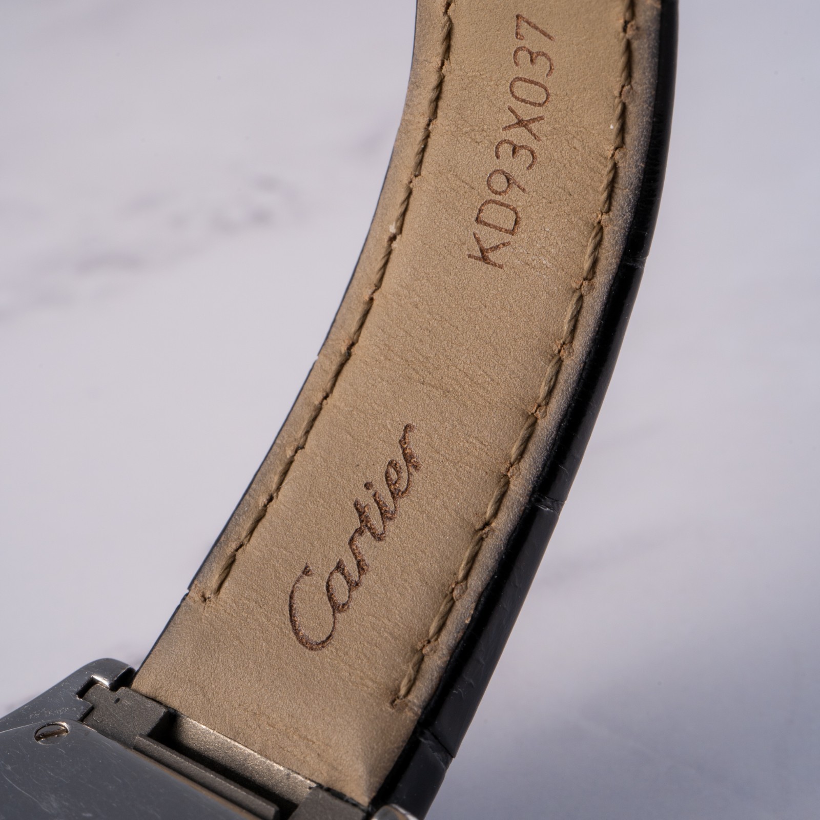 Cartier Roadster 18k White Gold Diamond Black Alligator Skin Watch
