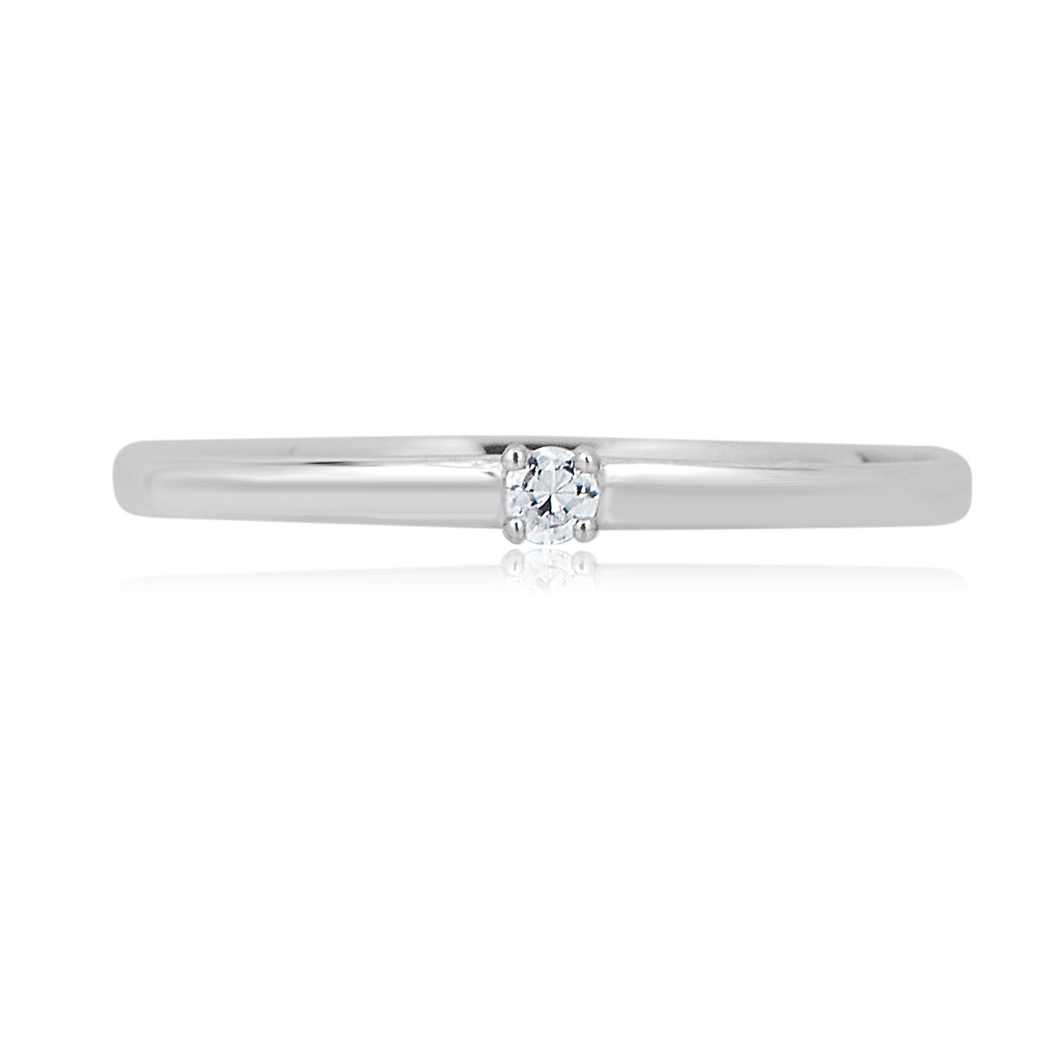 AVORA 14K White Gold 0.015 Carat Diamond Ring, Size 1 – 1