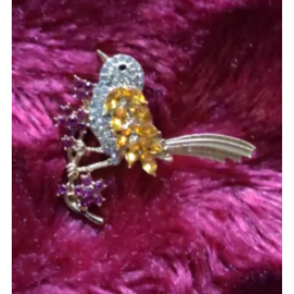 Adorable Colorful Brooch Pin Flower Bird Shiny Zircon Fashion Women Gift Party