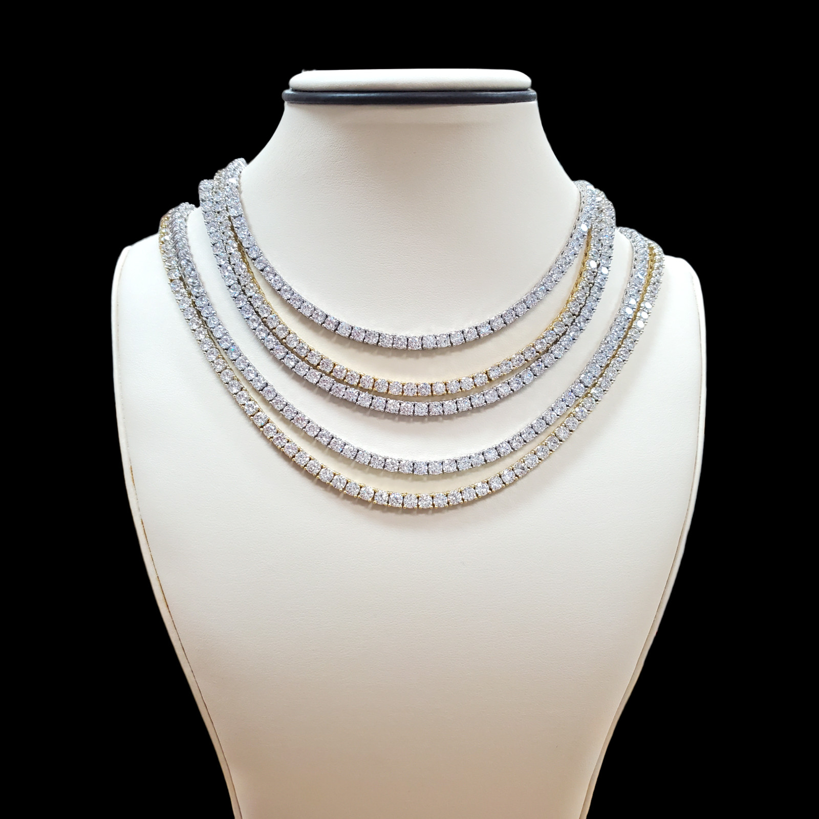 Premium Iced CZ Tennis Necklace Chain VVS1 Clarity 14kt White/Yellow Gold finish