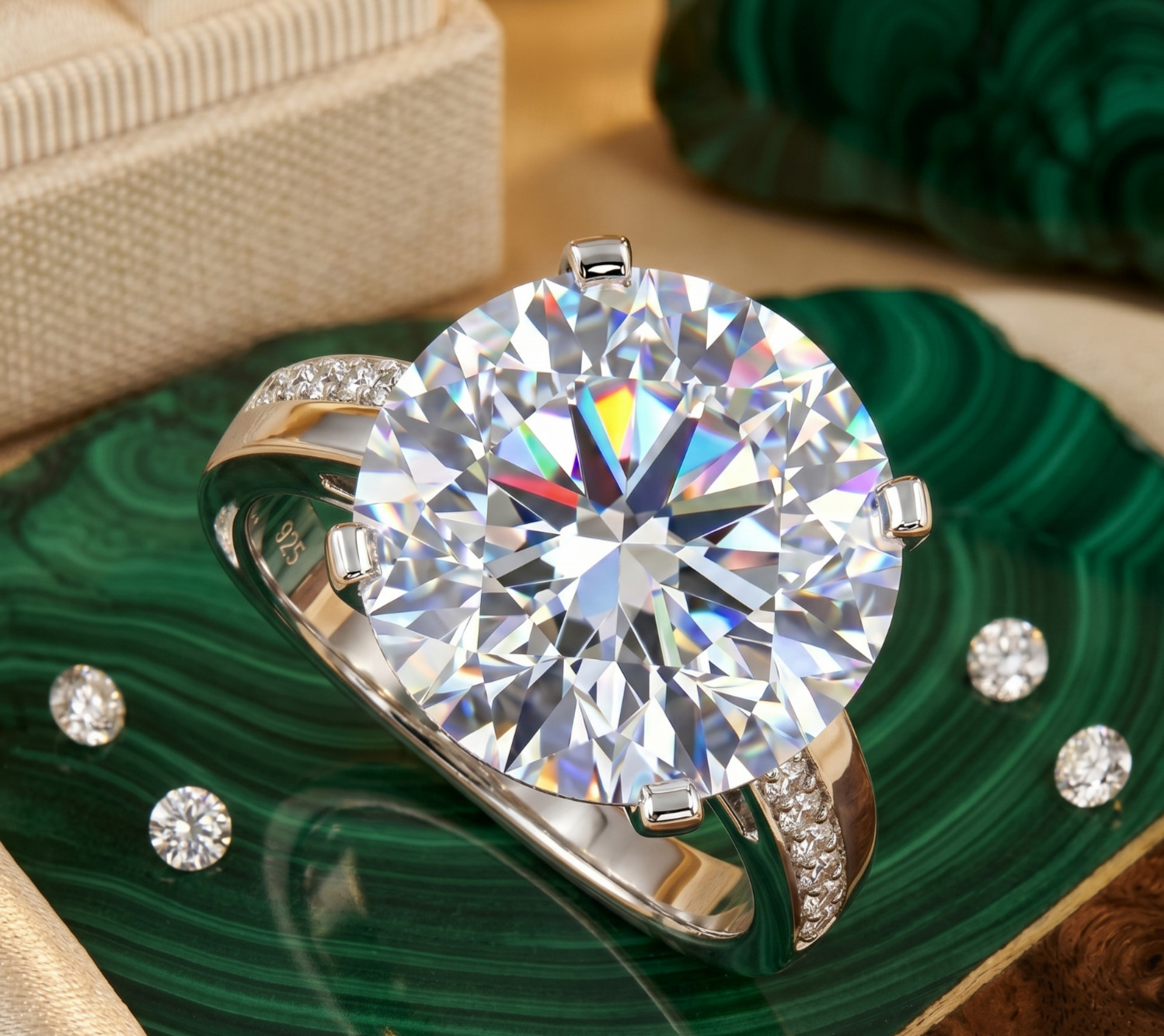 6.00 Ct Certified Round Cut White Natural Diamond Ring VVS1 White Gold Finish