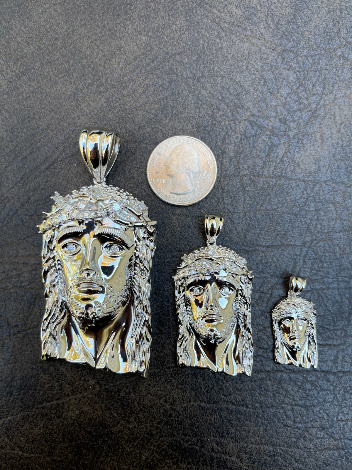925 Sterling Silver Jesus Piece Pendant Real Baguette MOISSANITE Necklace ITALY