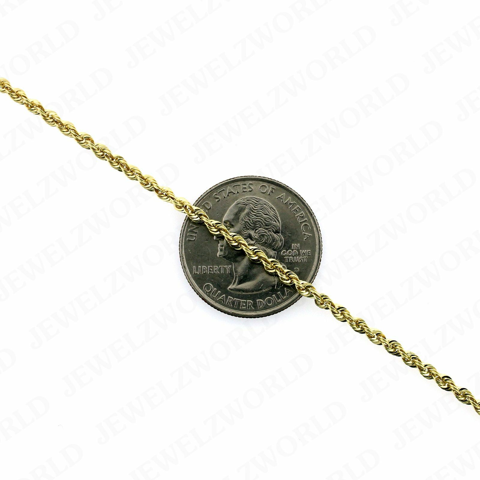 Real 10K Yellow Gold 2.5mm Diamond Cut Rope Chain Pendant Necklace 16″-30″