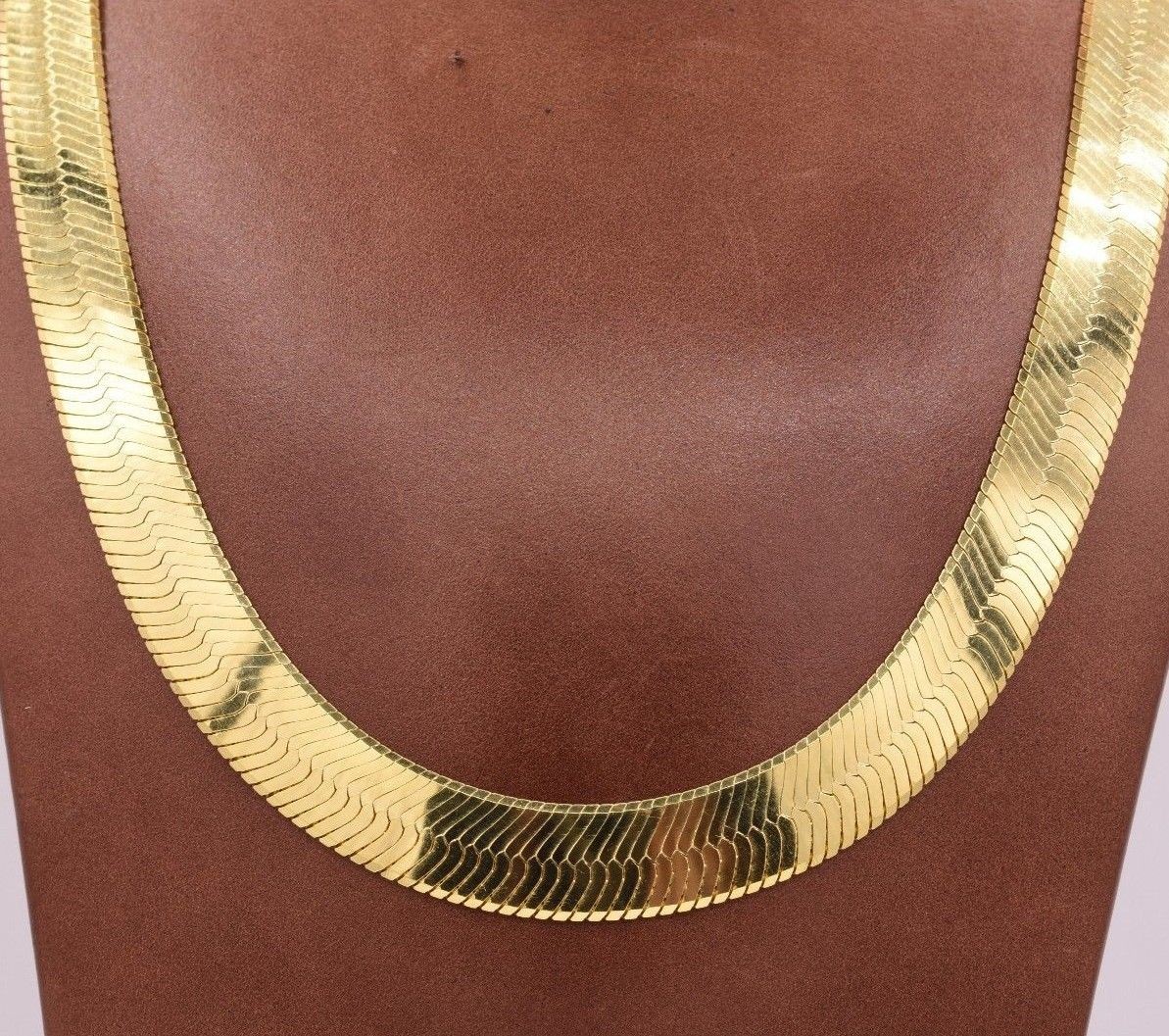 11mm Flexible Herringbone Chain Necklace 14K Yellow Gold-Plated Sterling Silver